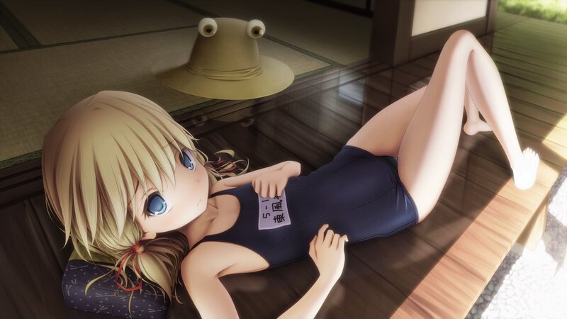 blonde girl in swimsuit