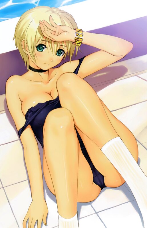 blonde girl in swimsuit