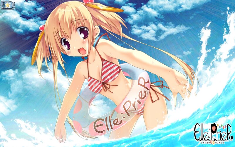 Blonde Girl in Swimsuit — Blue, Playful, Afternoon
