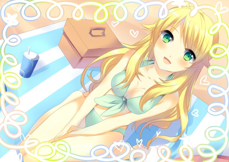 blonde girl in swimsuit