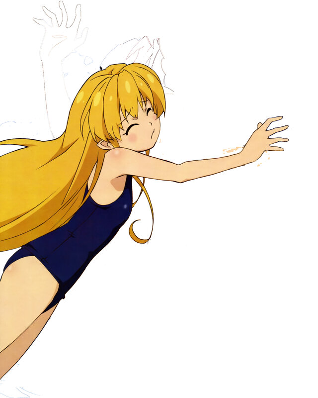 Blonde Girl in Swimsuit — Yellow, Playful