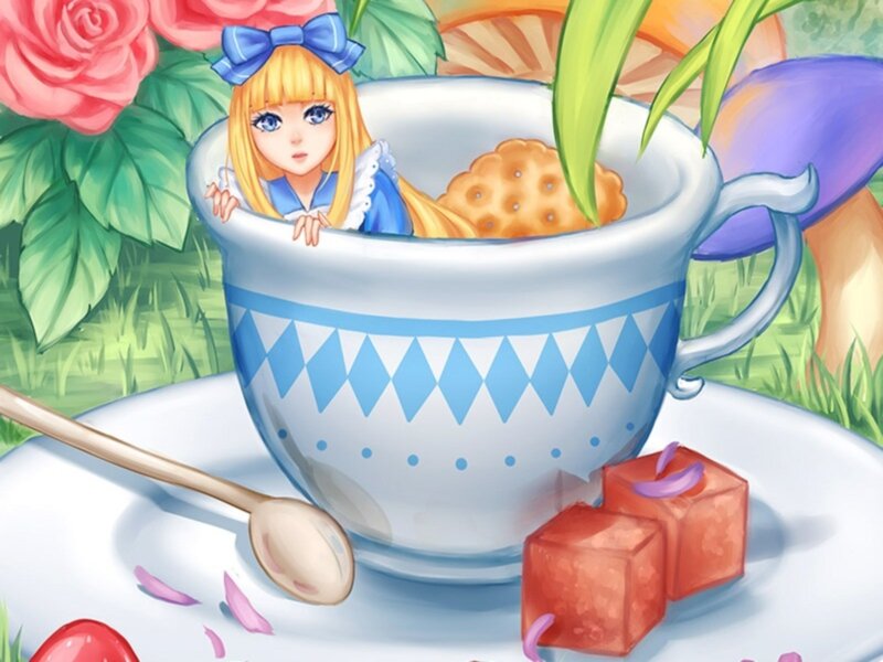 Blonde Girl in Teacup