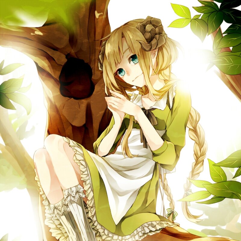 Blonde Girl in Tree — Green