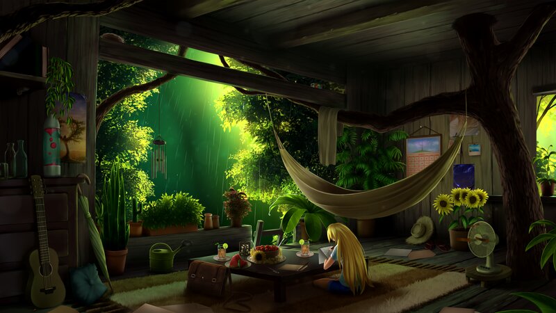 Blonde Girl in Treehouse
