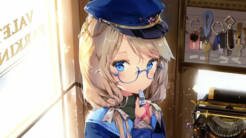Blonde Girl in Uniform — Blue, Calm, Morning