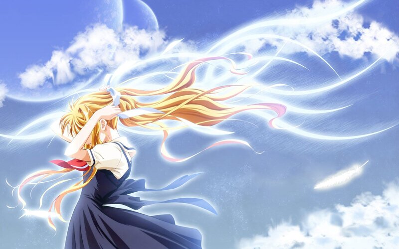 Blonde Girl in Uniform — Blue, Dramatic, Anime
