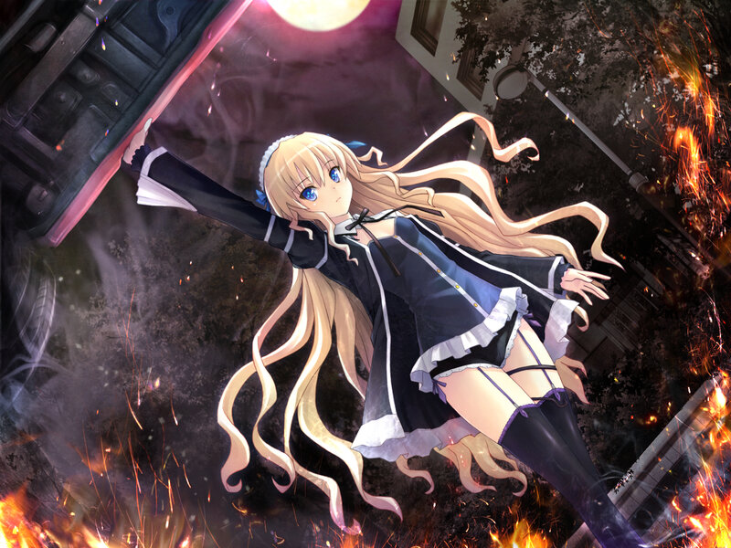 Blonde Girl in Uniform — Blue, Dramatic