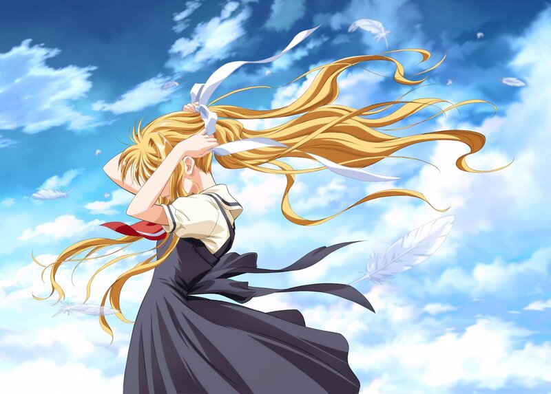 Blonde Girl in Uniform — Blue, Serene, Afternoon, Anime
