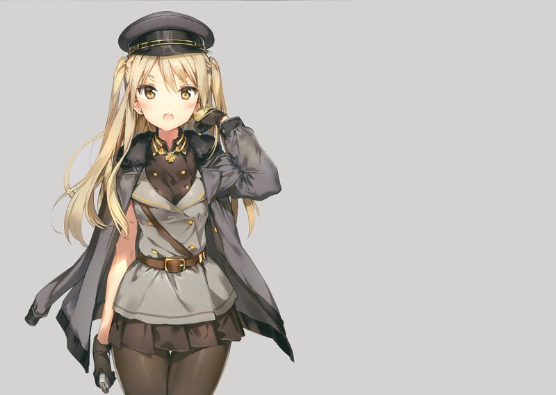 Blonde Girl in Uniform — Gray