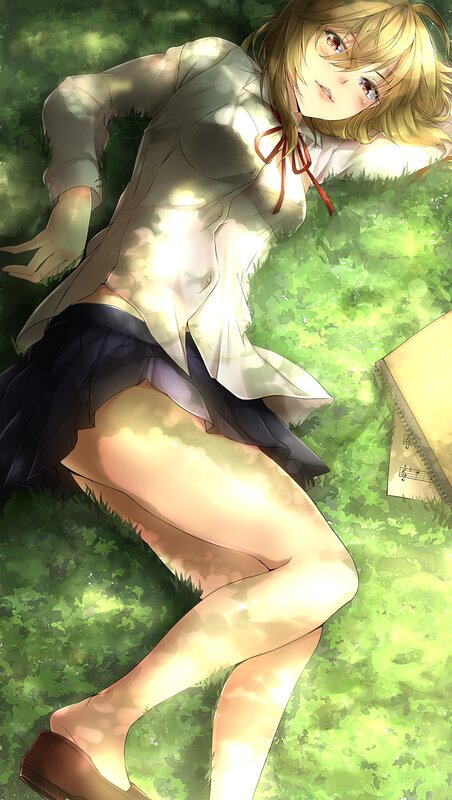 Blonde Girl in Uniform — Green, Serene