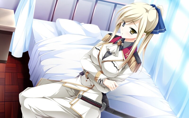 Blonde Girl in Uniform — White, Calm