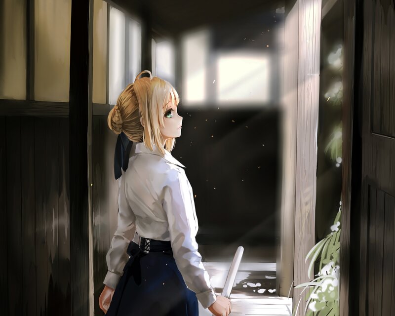 Blonde Girl in Uniform — White, Serene