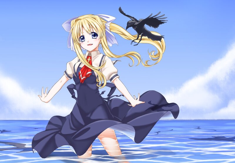 Blonde Girl in Water — Blue, Serene, Afternoon