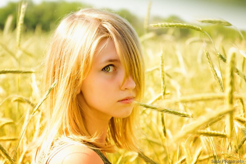 Blonde Girl in Wheat Field