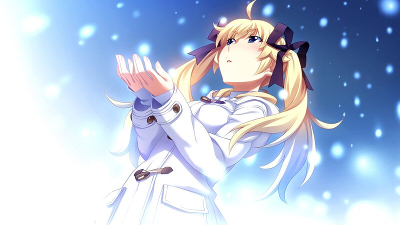 blonde girl in white coat