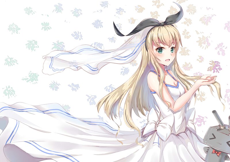 Blonde Girl in White Dress — Calm, Anime, Hair Ribbon