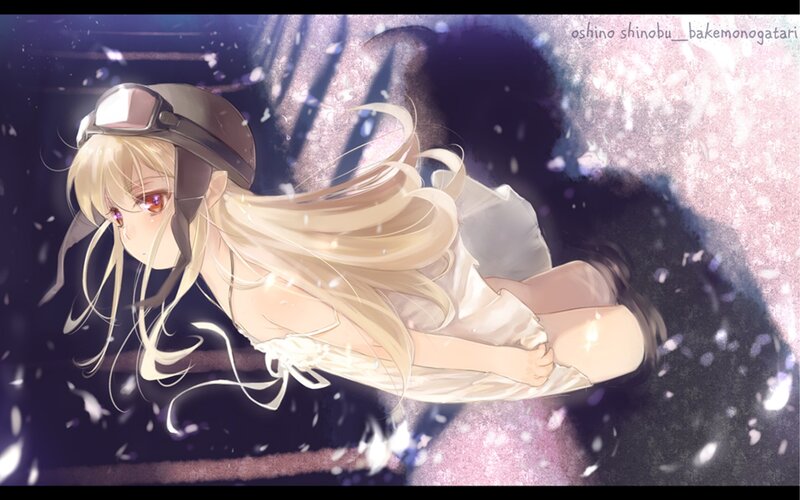 Blonde Girl in White Dress — Dramatic, Night, Anime, Goggles