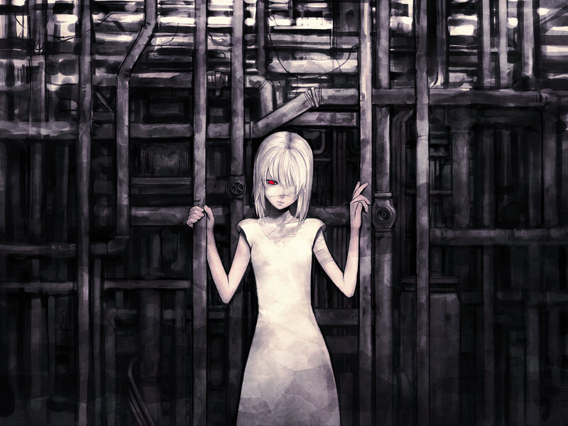 Blonde Girl in White Dress — Dramatic