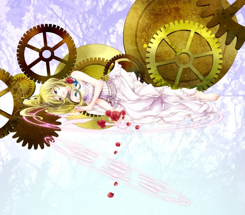 Blonde Girl in White Dress — Dreamy, Anime, Gears