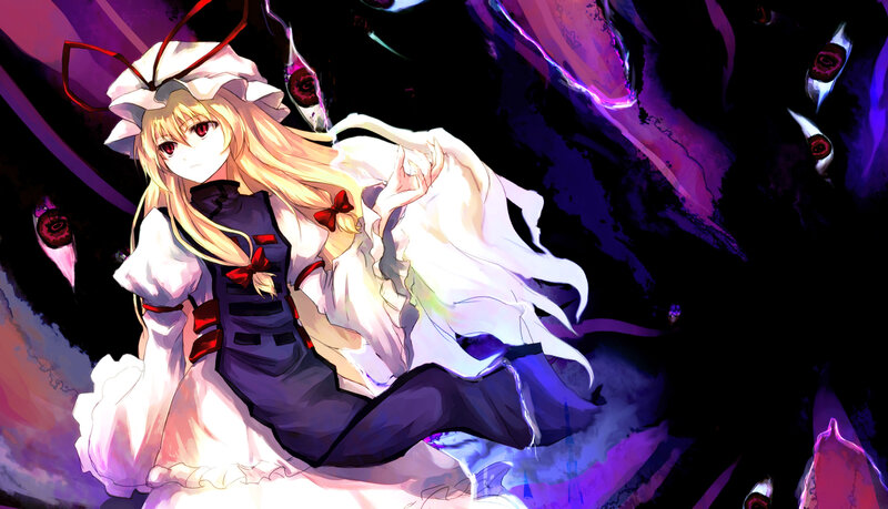 Blonde Girl in White Dress — Purple, Dramatic, Night