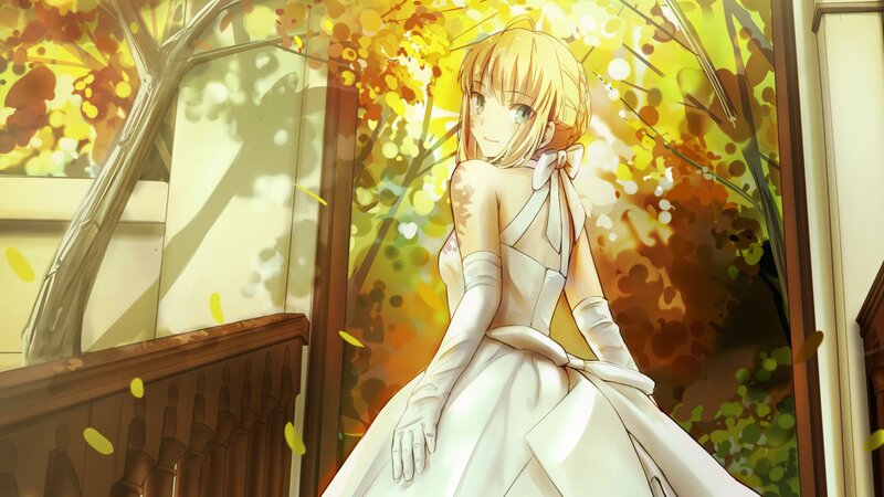 Blonde Girl in White Dress — Serene, Autumn