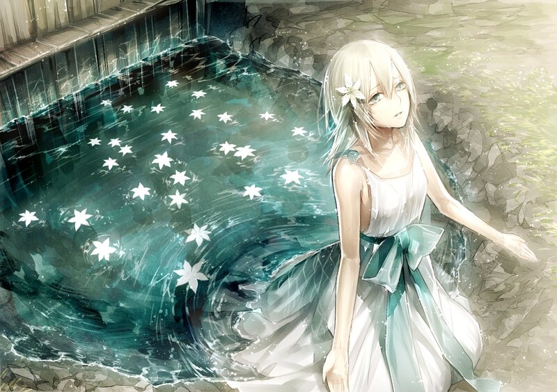 Blonde Girl in White Dress — Serene, Digital Art