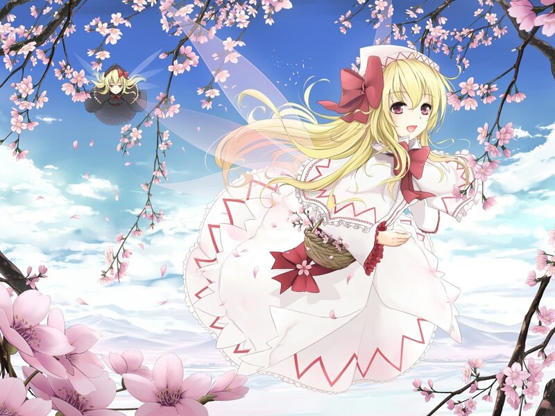Blonde Girl in White Dress — Serene, Spring, Anime