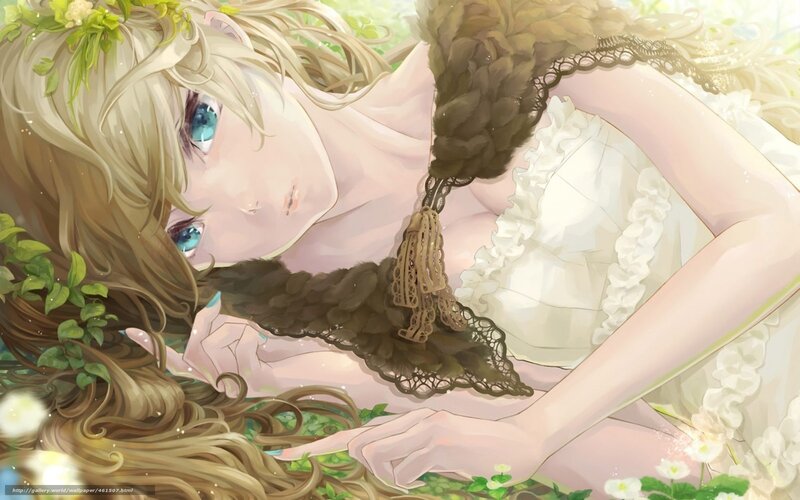 Blonde Girl in White Dress — Serene, Spring, Digital Art