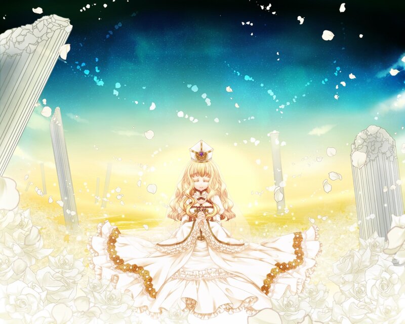 Blonde Girl in White Dress — Serene, Sunset