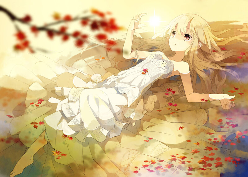 Blonde Girl in White Dress — Yellow, Serene