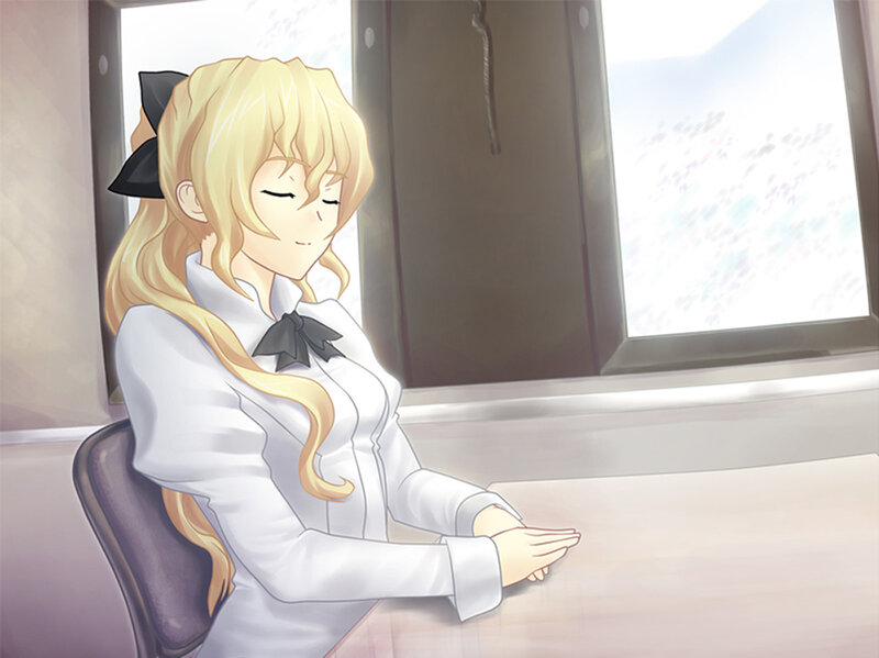 blonde girl in white uniform