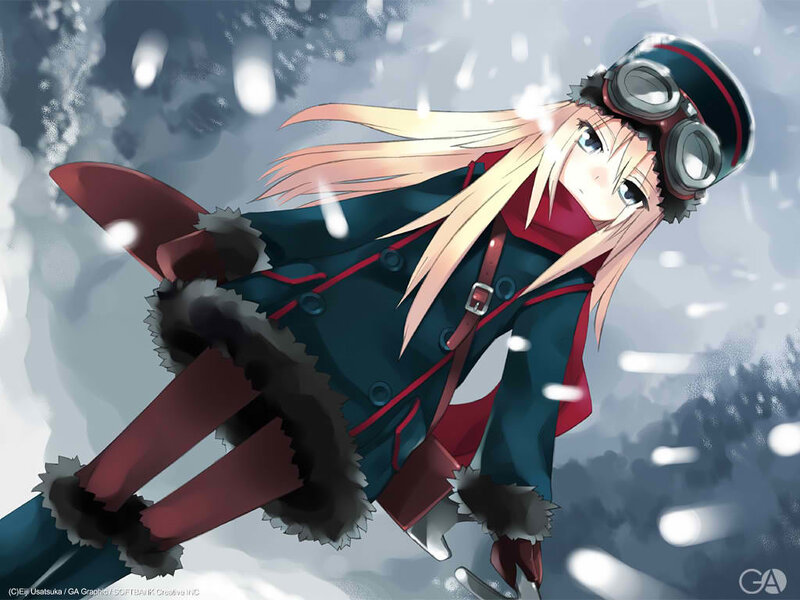 Blonde Girl in Winter Coat — Blue