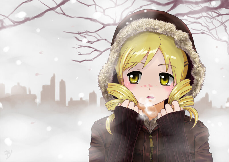 Blonde Girl in Winter Coat — Brown