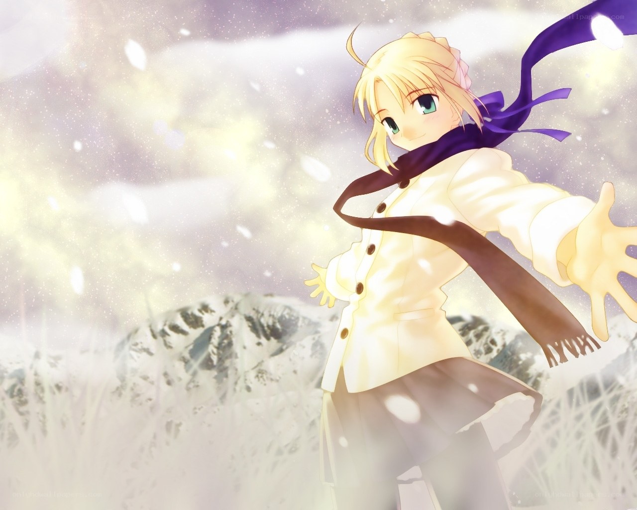 blonde girl in winter landscape