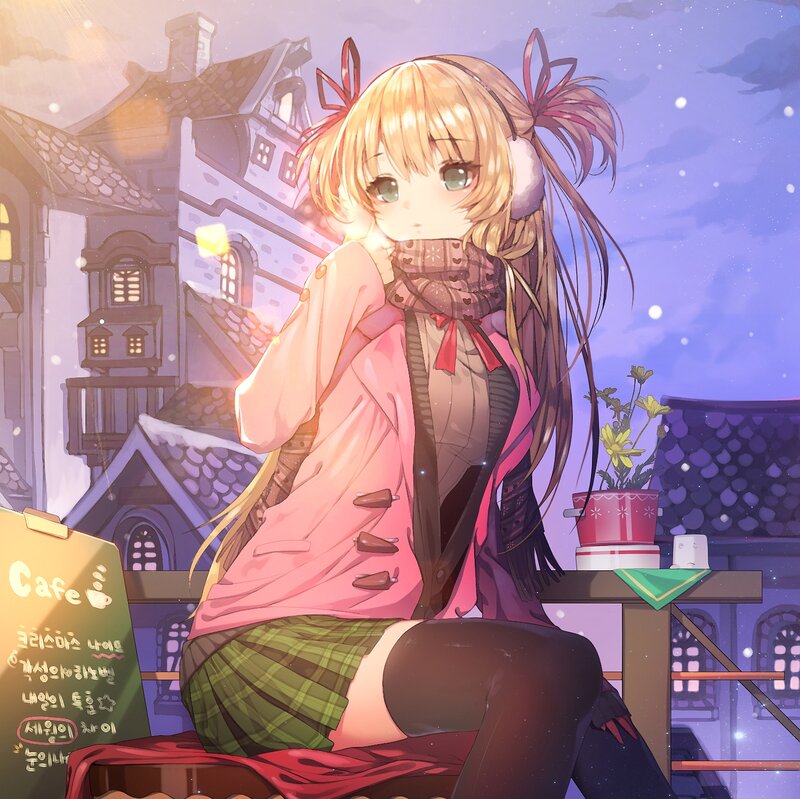 Blonde Girl in Winter — Pink