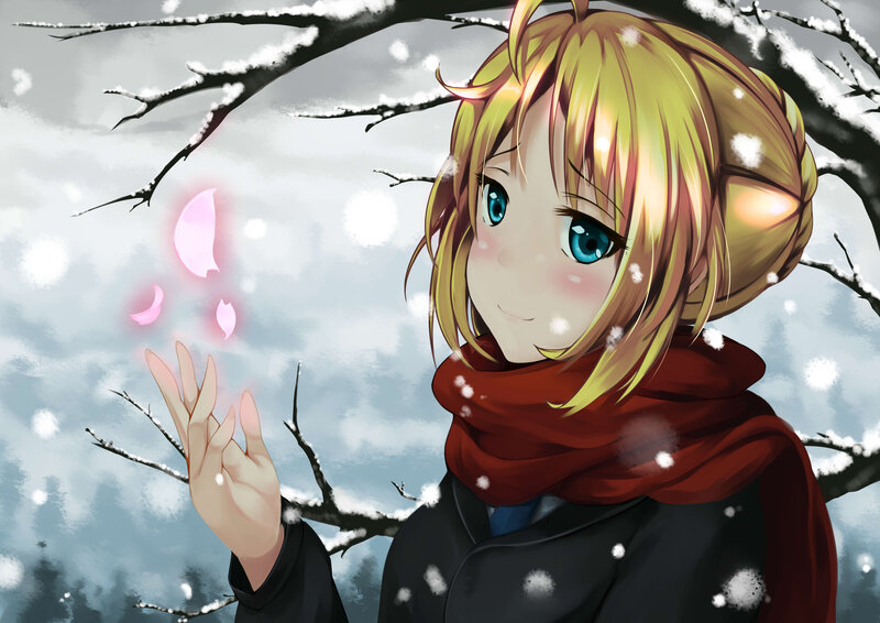 Blonde Girl in Winter — Red