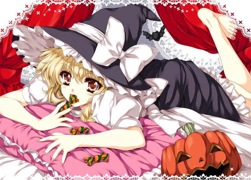 Blonde Girl in Witch Costume — Red