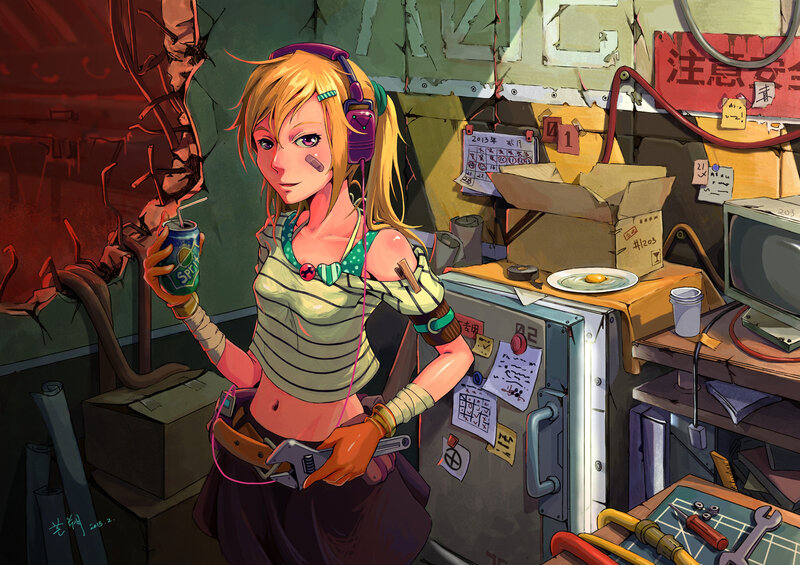 Blonde Girl in Workshop