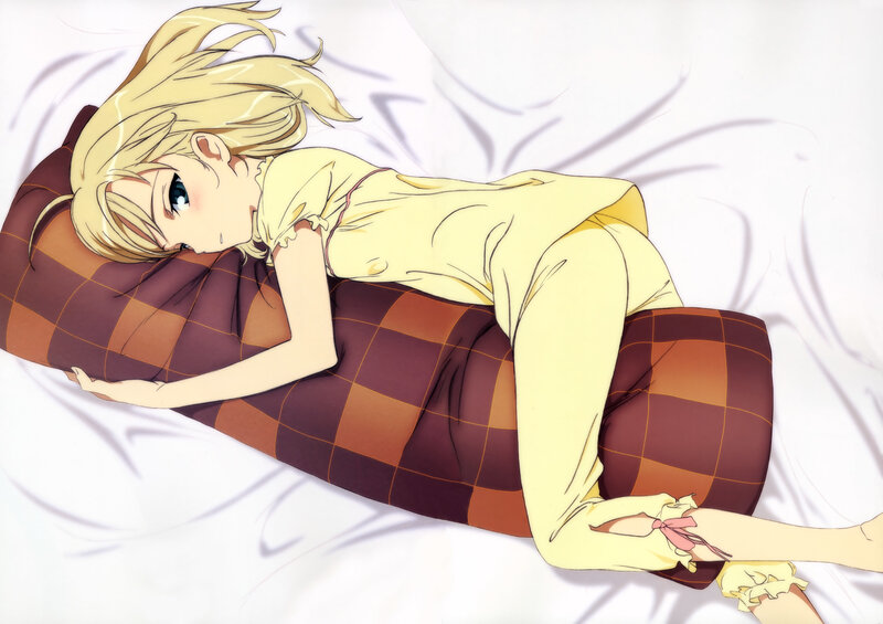 blonde girl in yellow pajamas