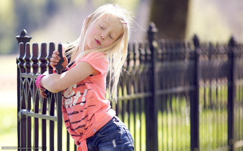 Blonde Girl Leaning on Fence — Pink, Playful