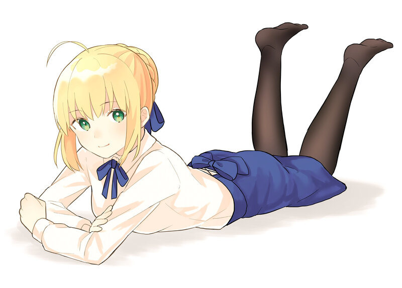 Blonde Girl Lying Down — Blue