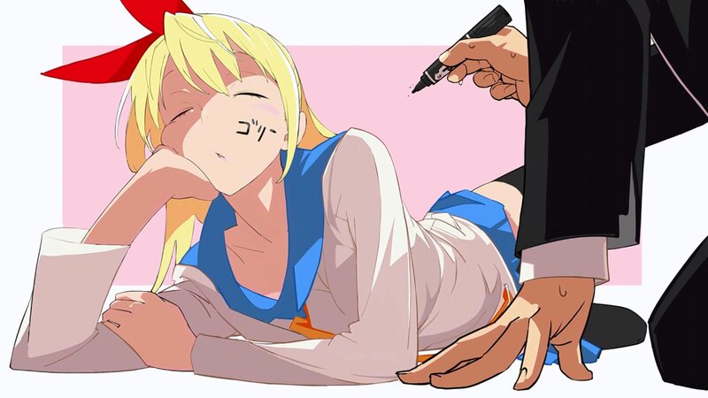 Blonde Girl Lying Down — Pink, Calm, Anime