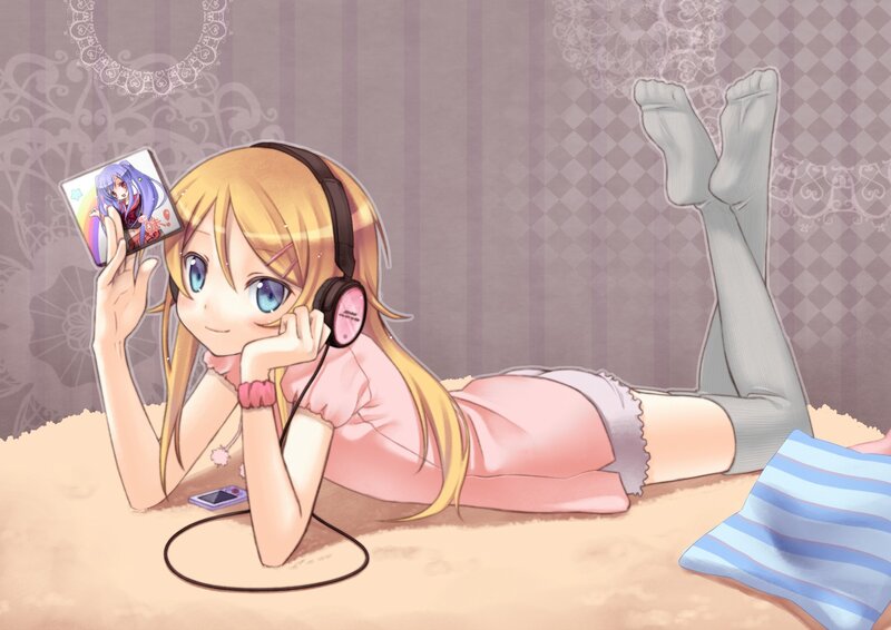 Blonde Girl Lying Down — Pink, Relaxed