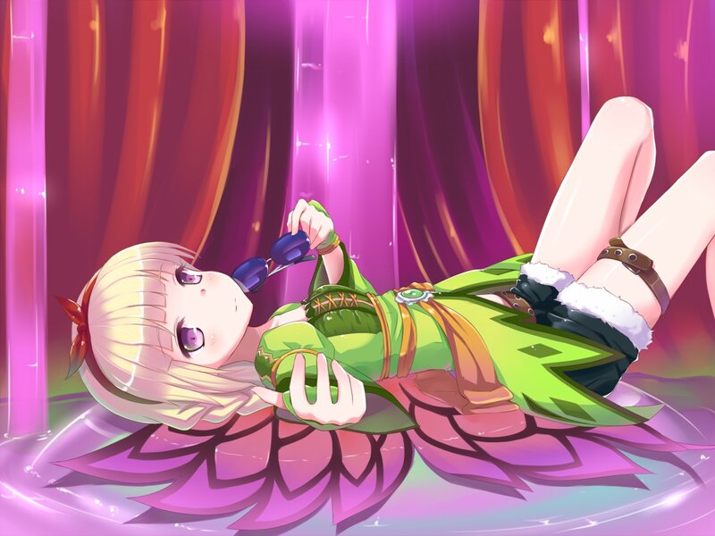 Blonde Girl Lying Down — Purple, Relaxed