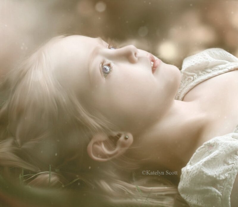 Blonde Girl Lying Down — White, Serene