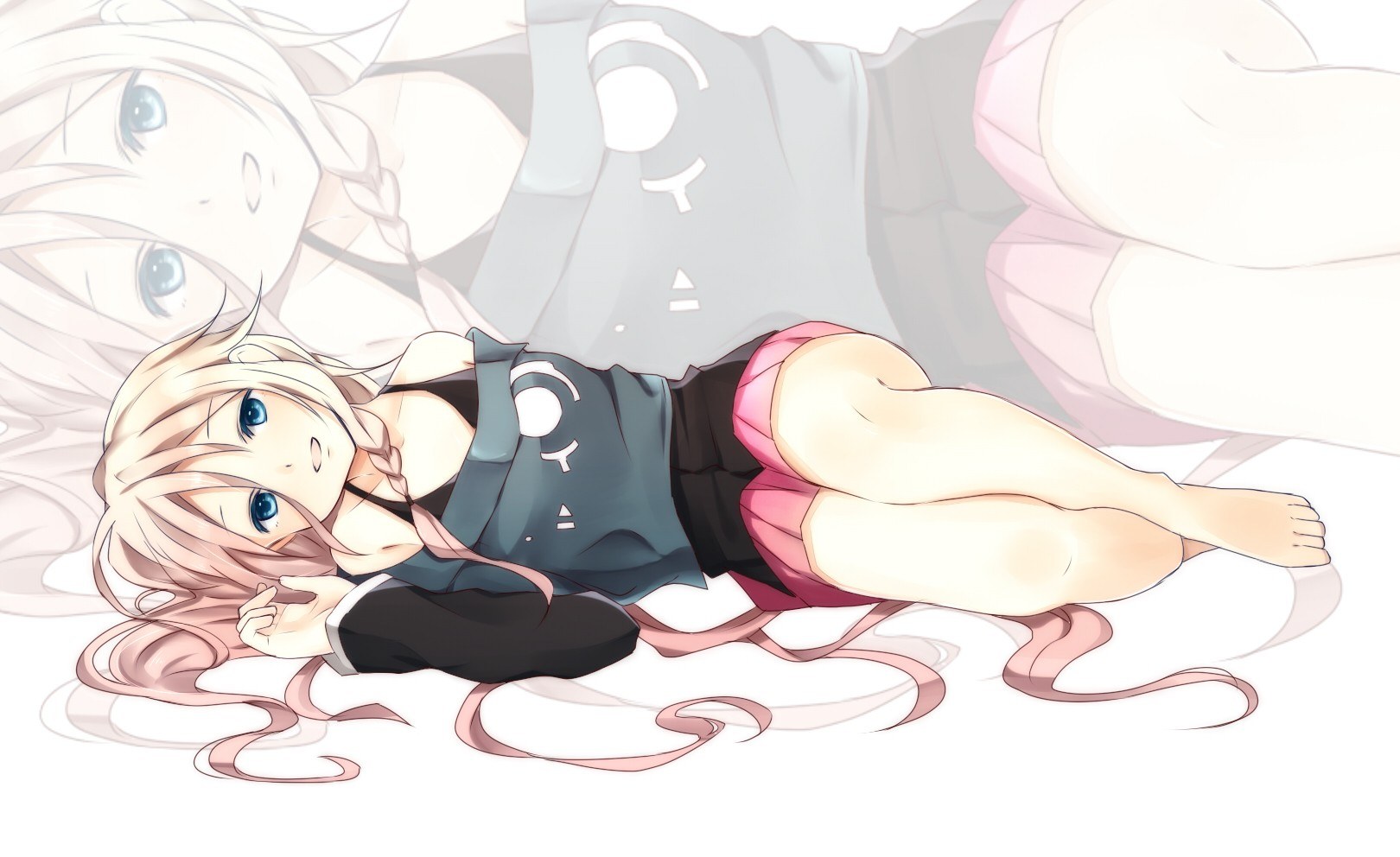 blonde girl lying on floor
