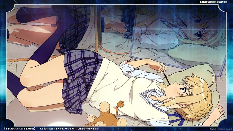 Blonde Girl Lying on Floor — Blue