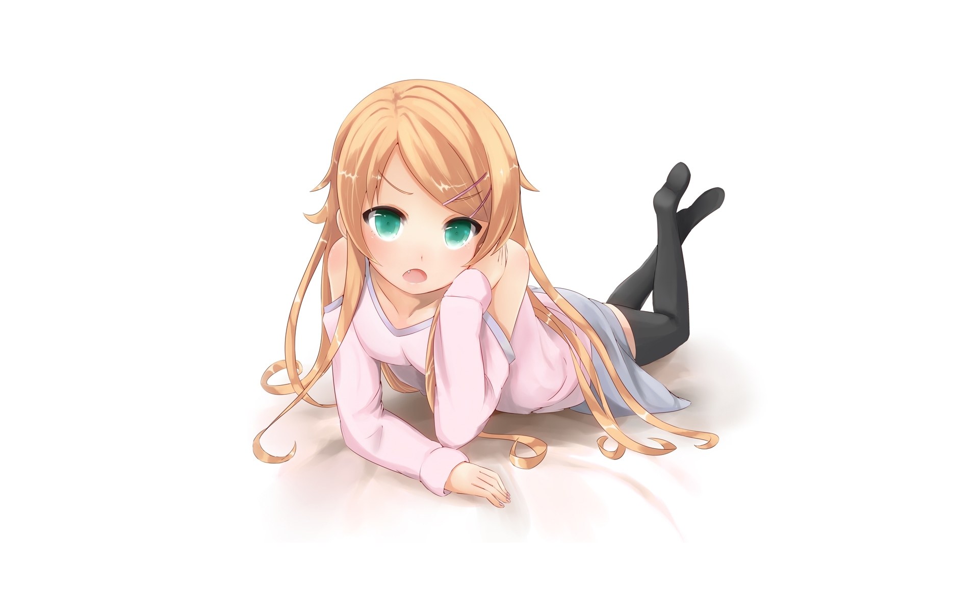 blonde girl lying on floor