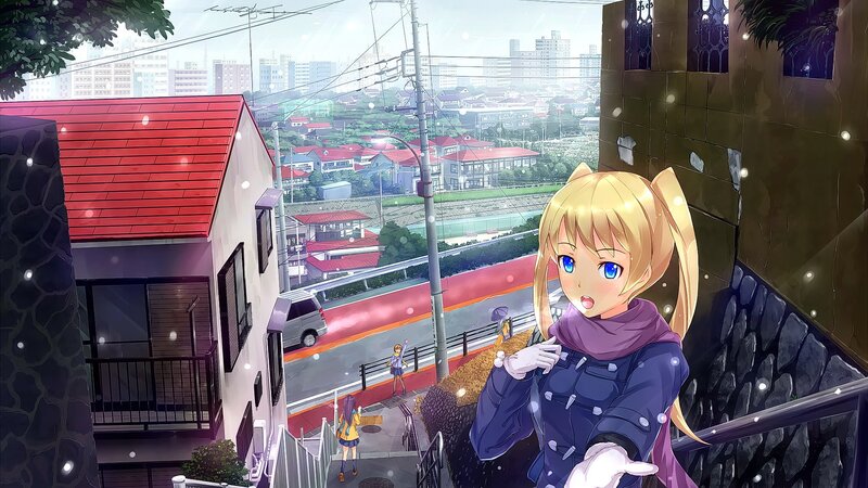 Blonde Girl on Balcony — Blue, Calm