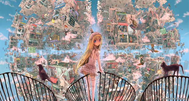 Blonde Girl on Balcony — Blue, Dreamy